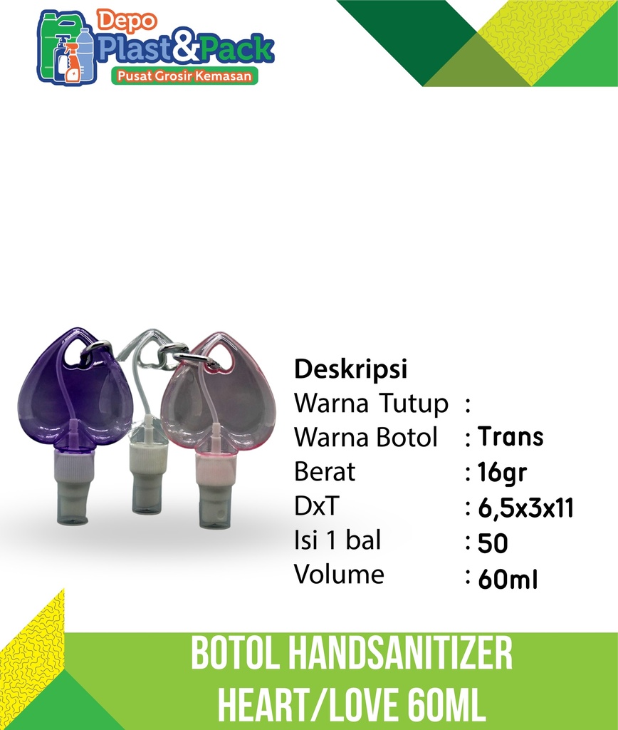 Botol Handsanitizer Heart Pink