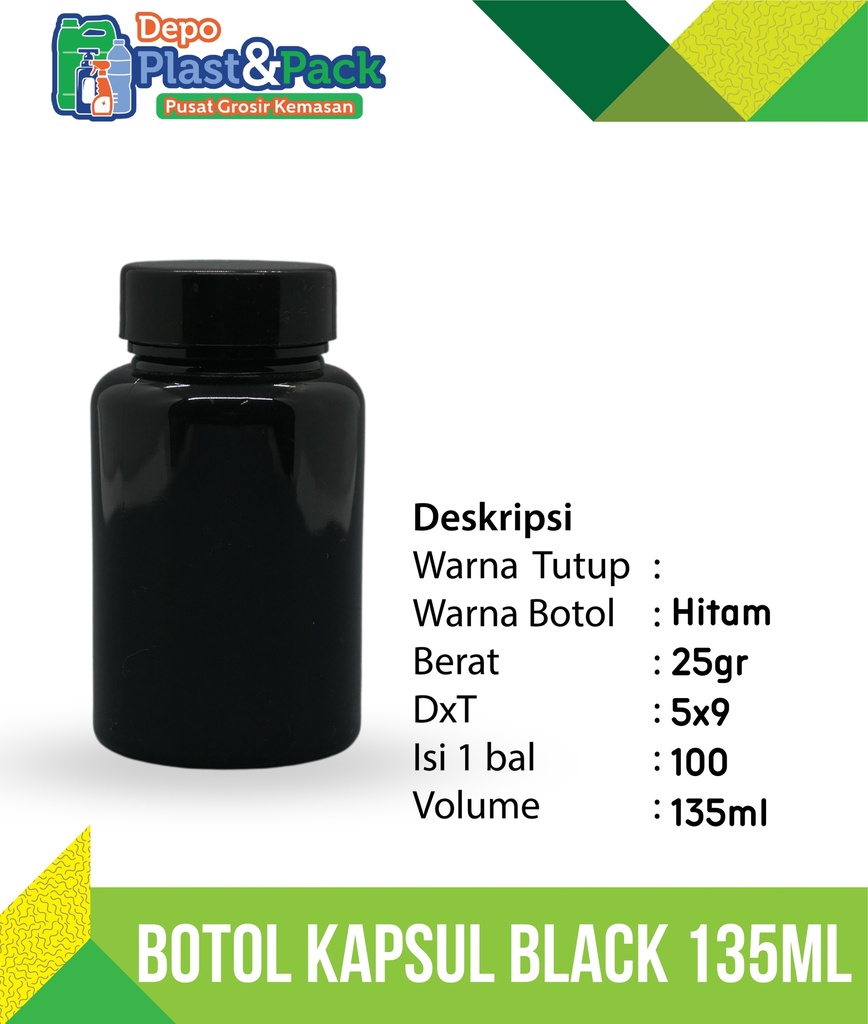 Botol Kapsul Black 135ml