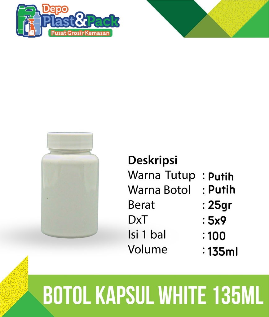 Botol Kapsul White 135Ml