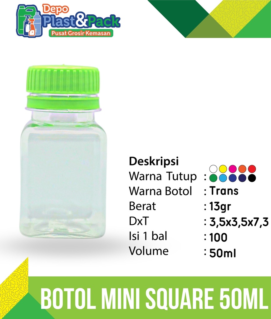 Botol Mini Square 50ml N/30