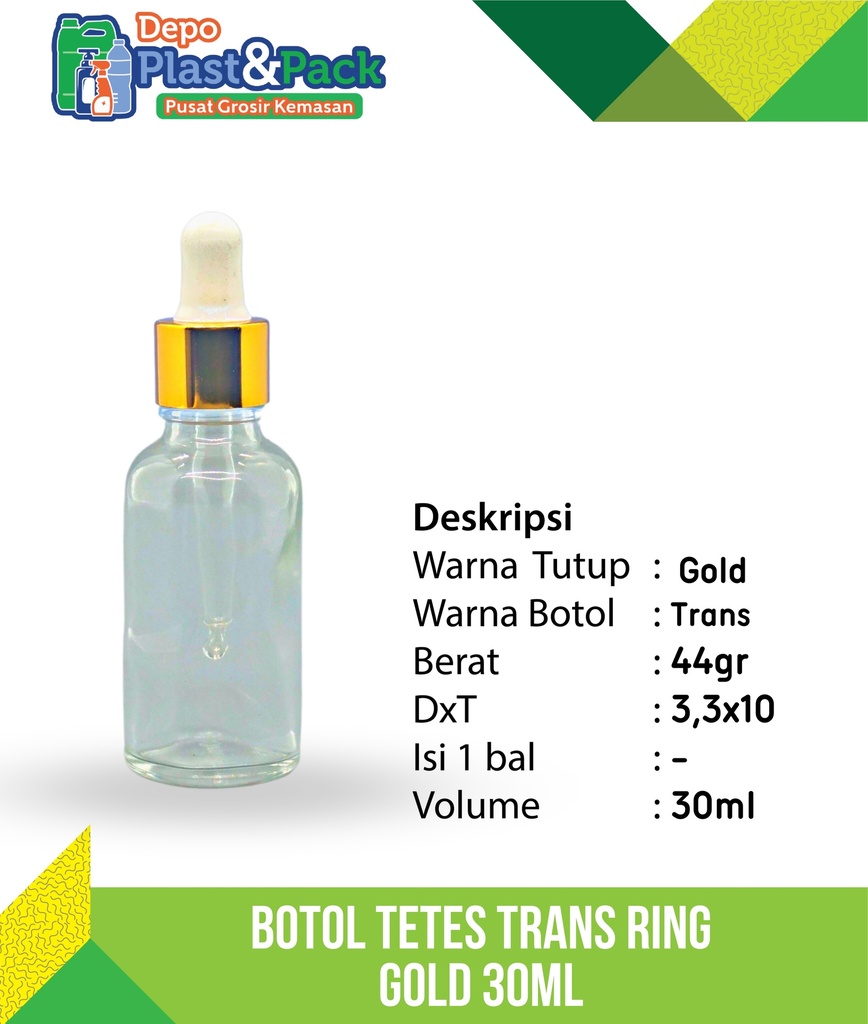 Botol Tetes Trans 30ml Ring Gold