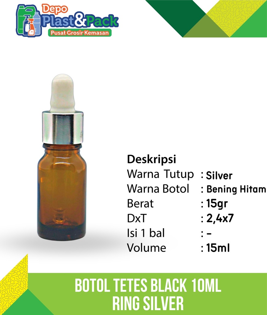 Botol Tetes KC Coklat Ring Silver 10ml