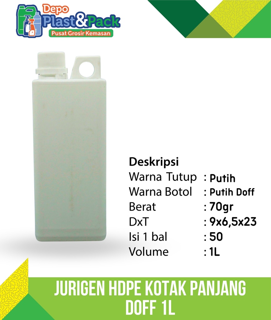 Jurigen HDPE Kotak Panjang Doff 1Liter