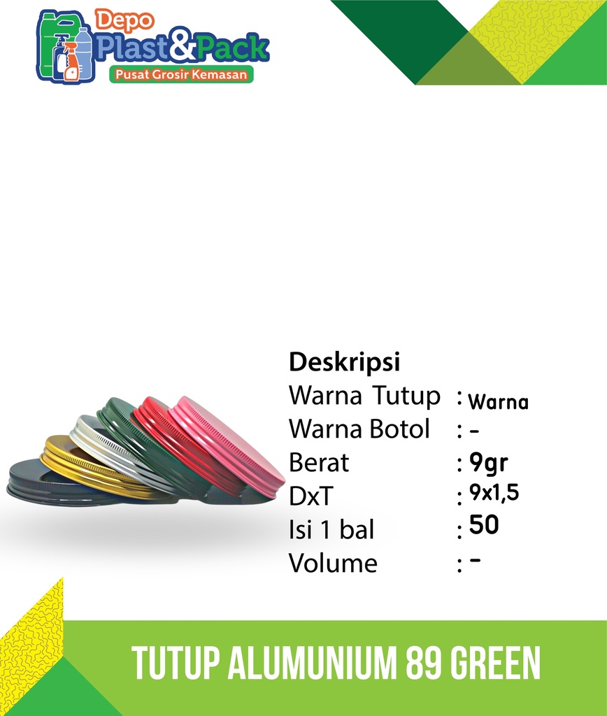 Tutup Alumunium 89 Green