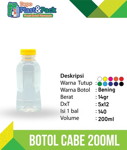 [BTLPLST0018] Botol Cabe 200ml N/30