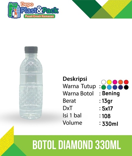 [BTLPLST0026] Botol Diamond 330ml N/30