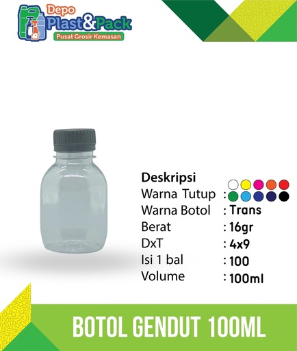 [BTLPLST0025] Botol Gendut 100ml N/30