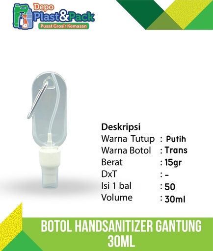 [BTLPLST0249] Botol Handsanitizer Gantung 30ml