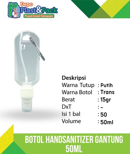 [BTLPLST0267] Botol Handsanitizer Gantung 50ml