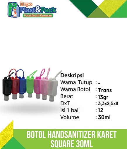 [BTLPLST0268] Botol Handsanitizer Karet Square