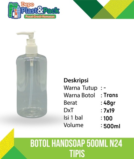 [BTLPLST0107] Handsoap 500ml Tipis N/24