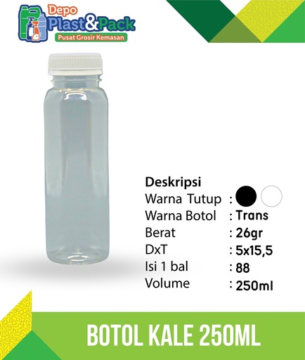 [BTLPLST0004] Botol Kale Bulat 250ml N/30