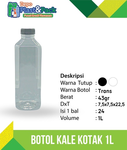 [BTLPLST0253] Botol Kale Kotak 1Liter