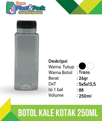 [BTLPLST0008] Botol kale Kotak 250ml 