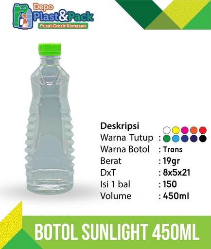 [BTLPLST0115] Botol PET Sunlight 450ml N/30