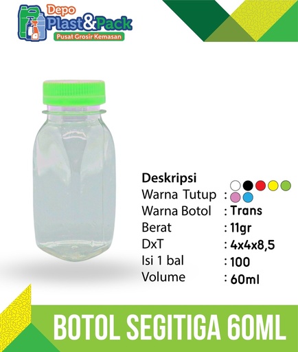 [BTLPLST0037] Botol Segitiga 60ml N/30