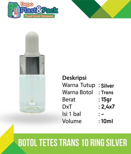 [BTLPLST00112] Botol Serum Flat Buttom 10ml