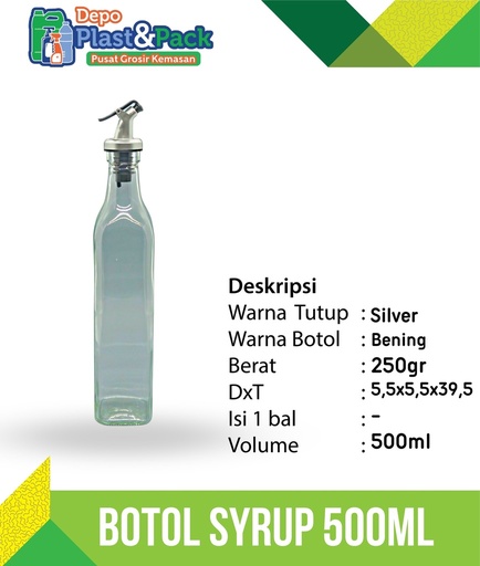 [BTLPLST0293] Botol Syrup 500Ml Gb012 C