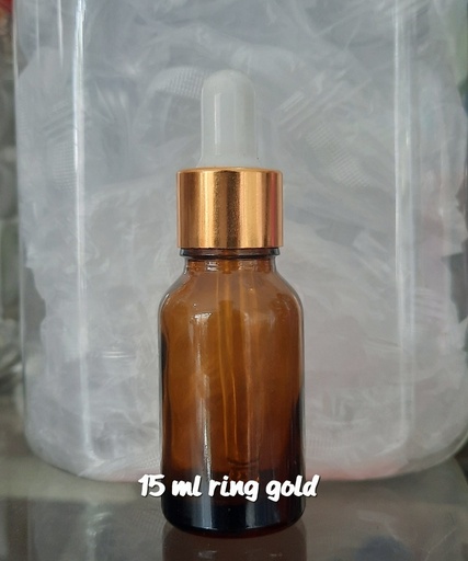 [BTLPLST0348] Botol Tetes Kaca Ring Gold 15ml