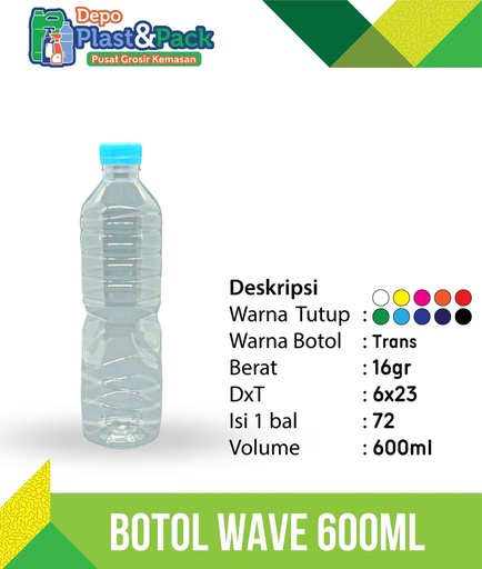 [BTLPLST0023] Botol Wave 600ml N/30