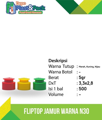 [BTLPLST0145] Fliptop Jamur Hijau N30