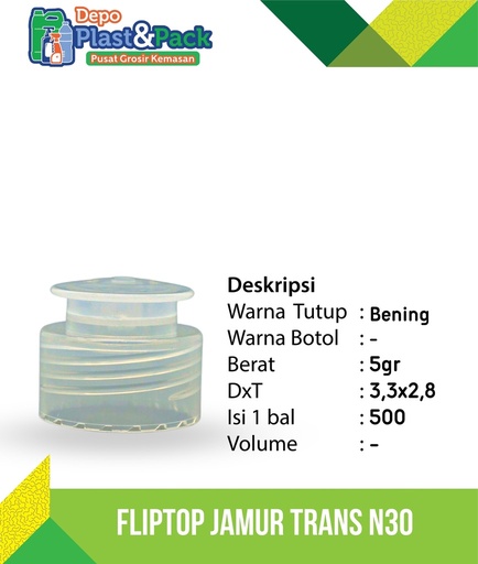 [BTLPLST0144] FlipTop Jamur Trans N/30