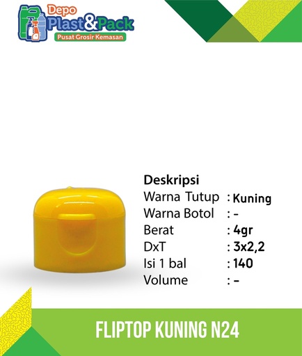 [BTLPLST0139] FlipTop Yellow N/24