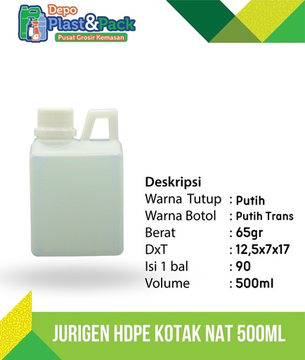 [BTLPLST0061] Jurigen HDPE Kotak Natural 500ml