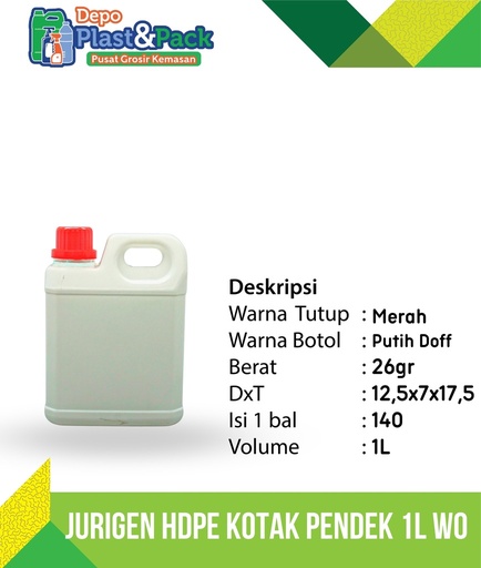 [BTLPLST0178] Jurigen HDPE Kotak Pendek WO 1Liter