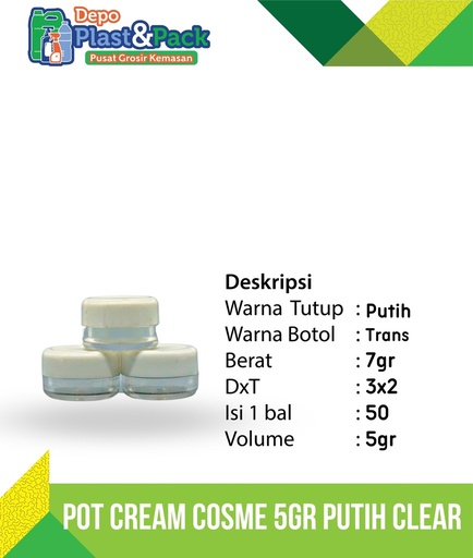 [BTLPLST0055] Pot Cosme 5Gr