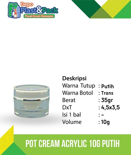 [BTLPLST00PCA] Pot Cream Acrylic Bulat Trans 10gr
