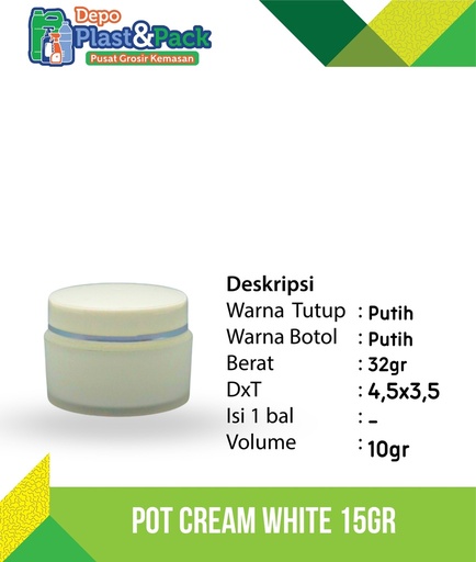 [BTLPLST00PCW] Pot Cream White 15Gr