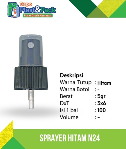 [BTLPLST0120] Sprayer Hitam N24