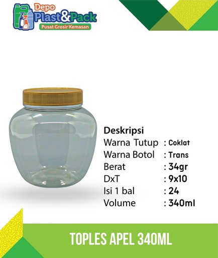 [BTLPLST0040] Toples Apel 340ml