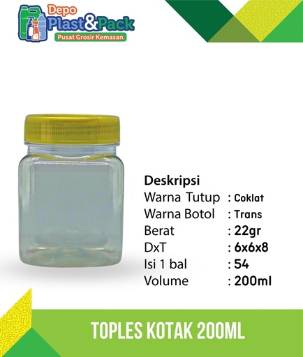 [BTLPLST0042] Toples Kotak 200ml