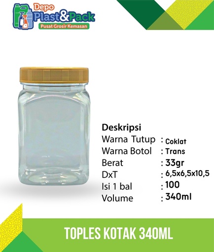 [BTLPLST0043] Toples Kotak 340Ml Set