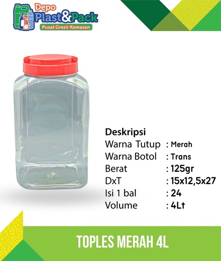 [BTLPLST0046] Toples Merah 4L