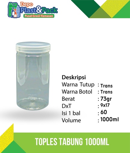 [BTLPLST0051] Toples Tabung Standart 1300ml