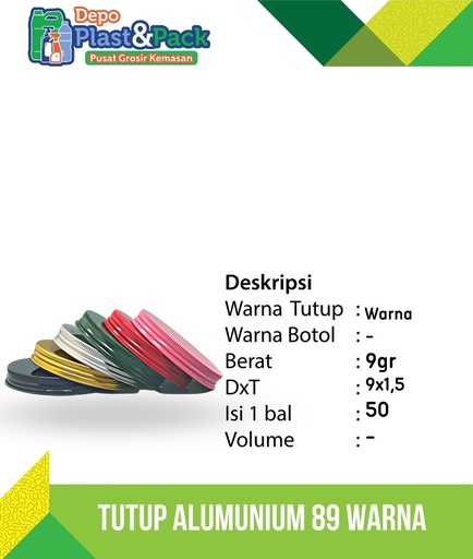 [BTLPLST0285] Tutup Alumunium 89 Pink