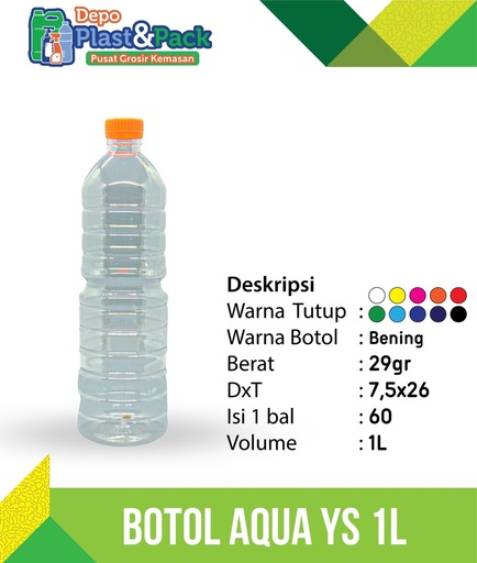 [BTLPLST0030] Botol YS 1Liter N/30