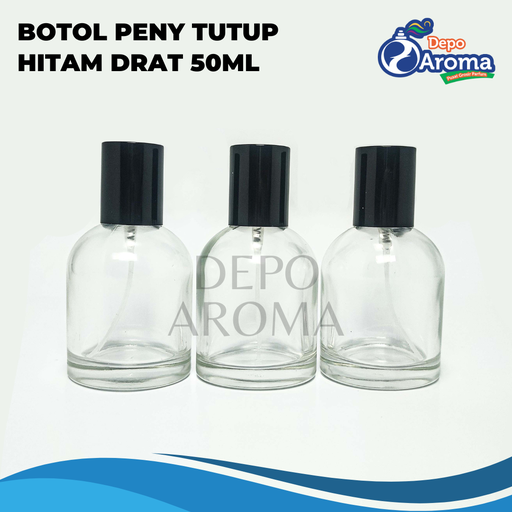 [BTLKC00256] Botol Peny Trans 50ml Drat Tutup Hitam