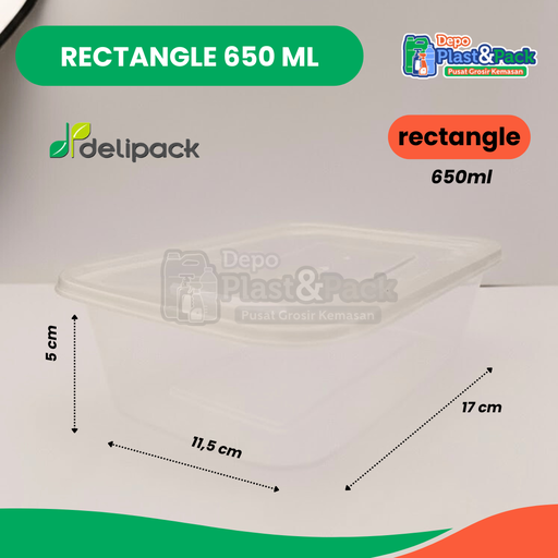 [BTLPLST0475] Thinwall Rectangle 650ml